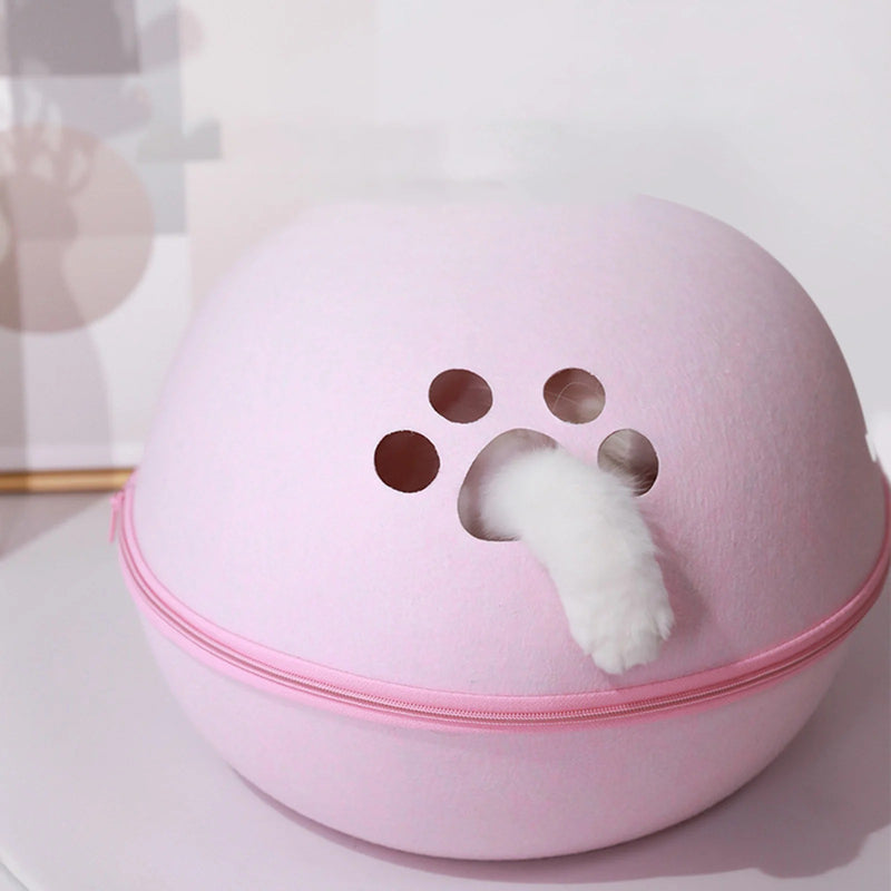 Casa Ninho Para Gato de Feltro Semi Fechada Destacável