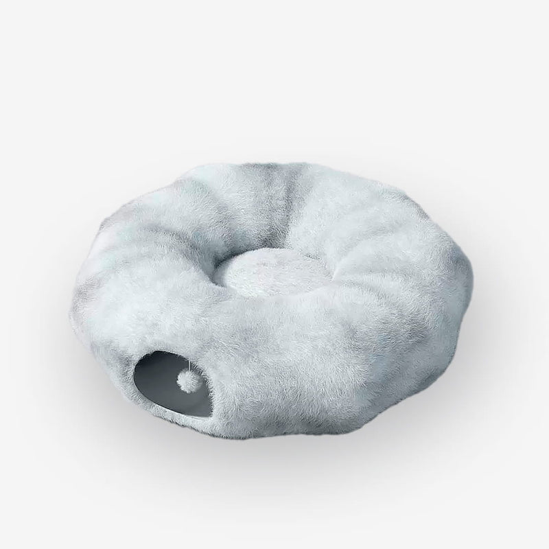 Cama de Túnel Multifuncional NinhoCave™ - toquinha cinza com um fundo branco - Aumarcat
