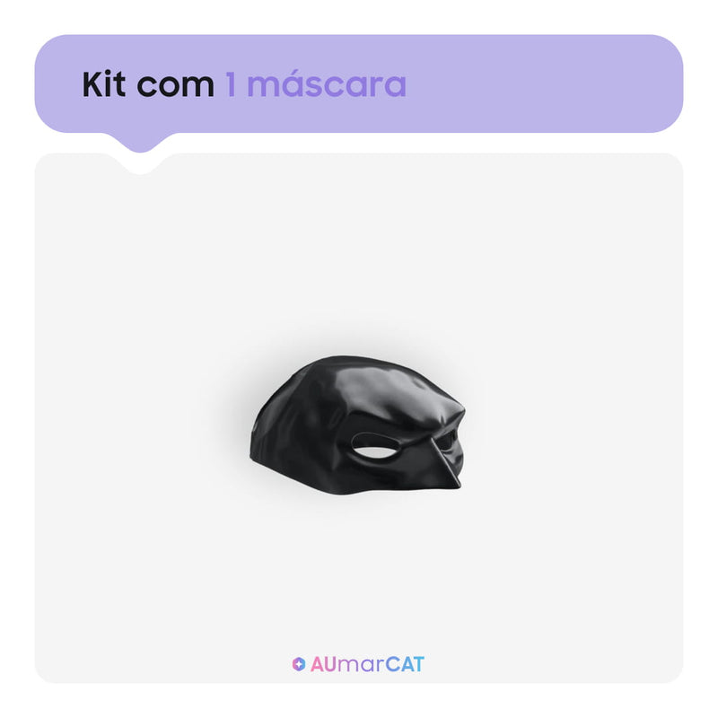 Máscara de Super-Herói Batman para Gatos BatCat -Máscara com um fundo branco mostrando que o kit é com apenas 1 mascara - Aumarcat