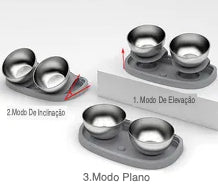 Comedouro e Bebedouro Duplo de Aço Inoxidável